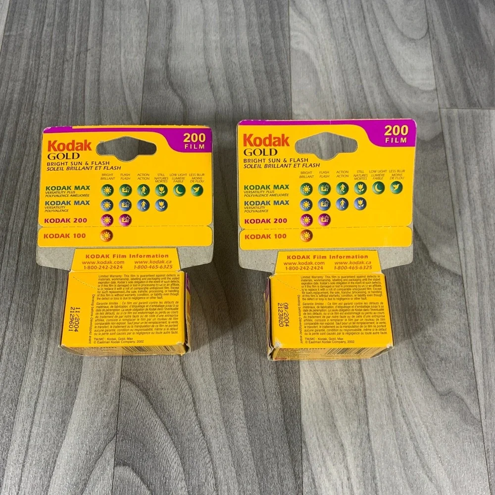 2 Rolls Kodak Bright Sun & Flash 200 Film 35 mm 12 Exposures EXP 2004 Unopened